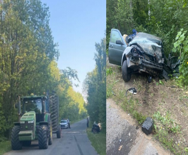 В Мордовии водитель ВАЗ-217030 врезался в трактор «Джон Дир», пострадали двое